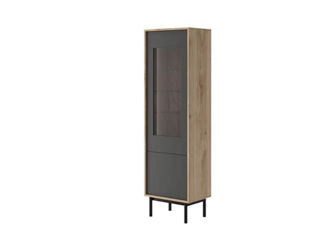 Vitrine Haute Basic Graphite Et Bois Clair Bobochic Tall Cabinet