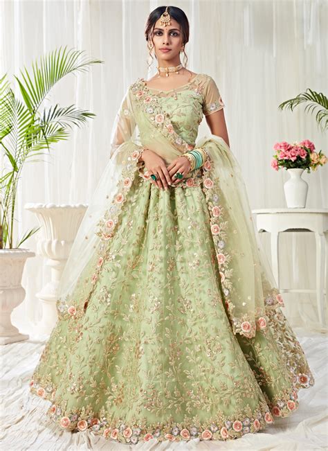 Buy Sea Green Net Lehenga Choli 159421 Lehenga Choli