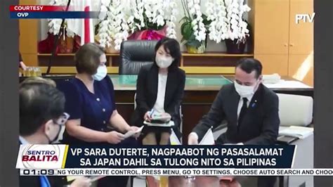 VP Sara Duterte Nagpaabot Ng Pasasalamat Sa Japan Sa Tulong Nito Sa