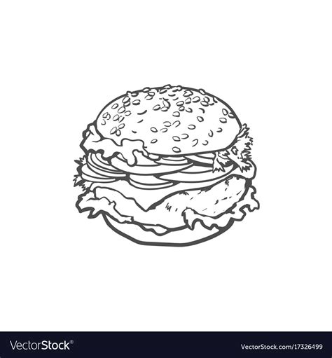 Burger Sketch Isolated Royalty Free Vector Image