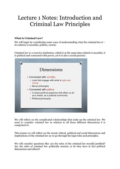 L1 Notes Lecture 1 Notes Introduction And Criminal Law Principles