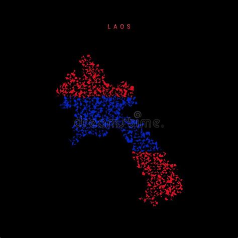 Laos Flag Map Chaotic Particles Pattern In The Laotian Flag Colors