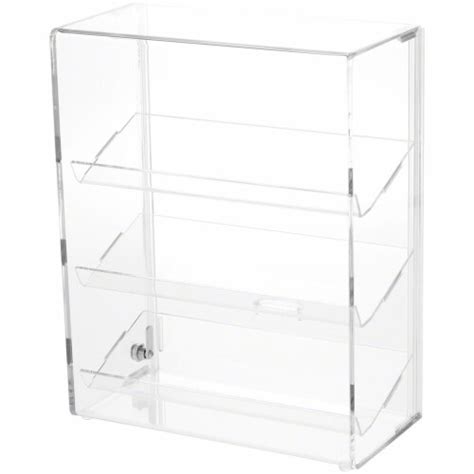 Plymor Clear Acrylic Locking Display Case With 3 Angled Shelves 1275