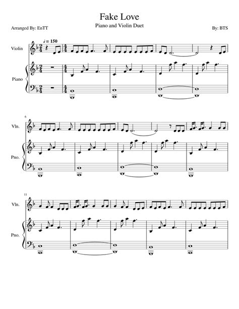 Bts Fake Love Sheet Music For Violin Piano Download Free In Pdf Or Midi