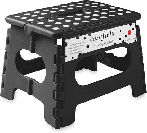 Casafield Folding Step Stool With Handle Black Portable