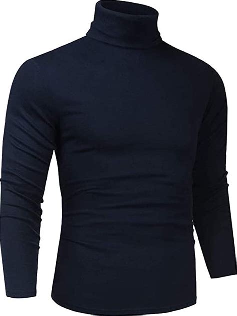 Longbida Turtleneck T Shirt Men Slim Fit Lightweight Long Sleeve Pullo