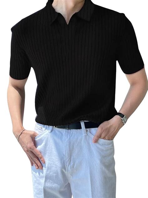 Greciilooks Mens Casual Cotton Lycra Blend Regular Fit T Shirt Black