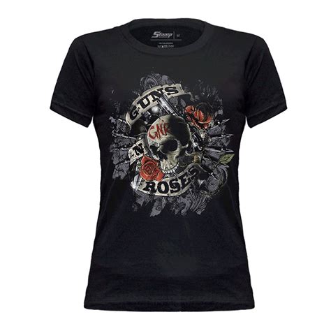 Camiseta Feminina Guns N Roses Firepower Stamp Baby Look Back In Black