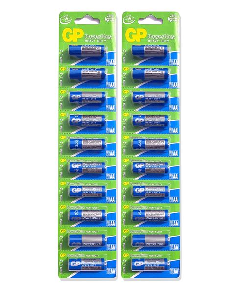 Gp Powerplus Heavy Duty Zinc Aa Batteries 20 Pcs 2card