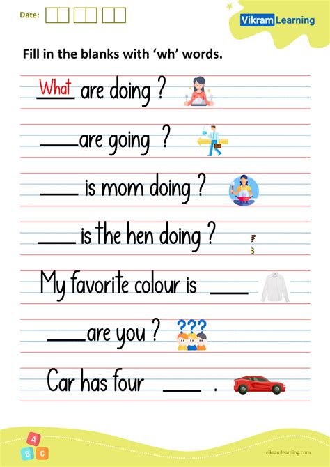 Download Fill In The Blanks With ‘wh Words Worksheets