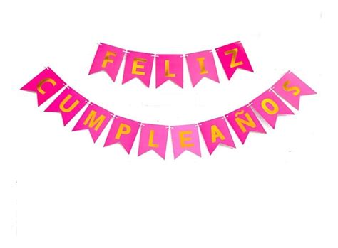 Banderin Feliz Cumpleaños C glitter Letrero Banner 6 Colores Mercado