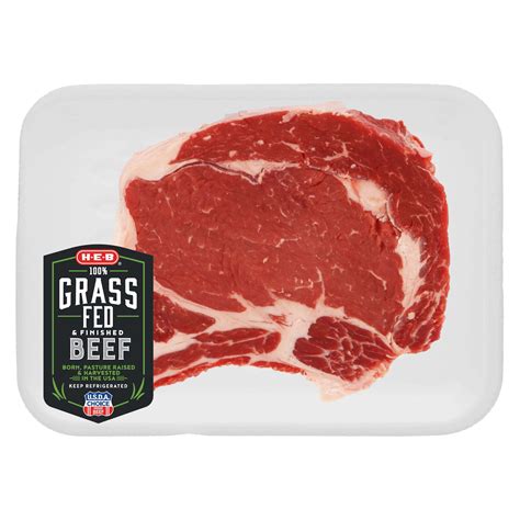 H E B Grass Fed Beef Ribeye Steak Bone In Thick Usda Choice Shop