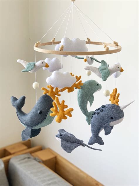 Whale Baby Mobile Narwhal Nursery Decor Nautical Nursery Etsy