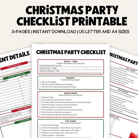 Christmas Party Checklist Printable Christmas Party To Do List