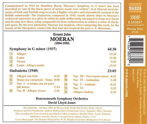 Ernest Moeran Symphonie G Moll Cd Jpc