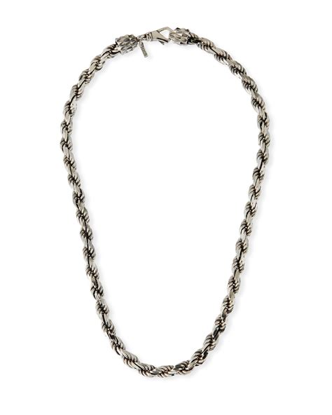 Emanuele Bicocchi Mens French Rope Chain Necklace Silver Neiman Marcus