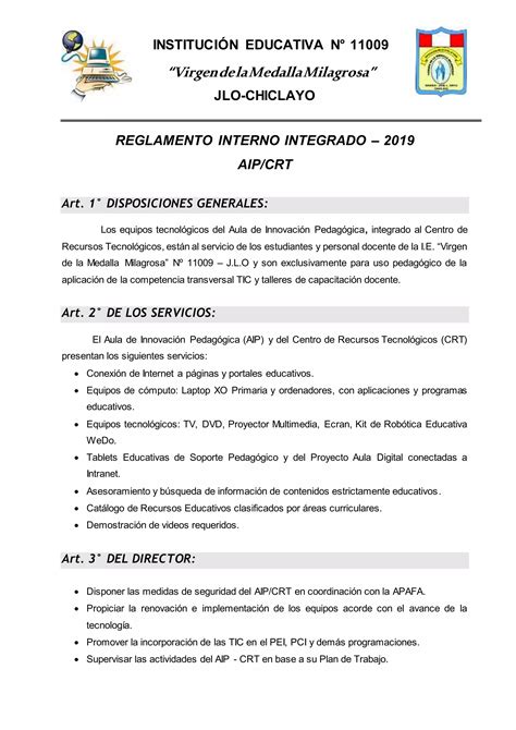 Reglamento Interno Aip Crt Pdf