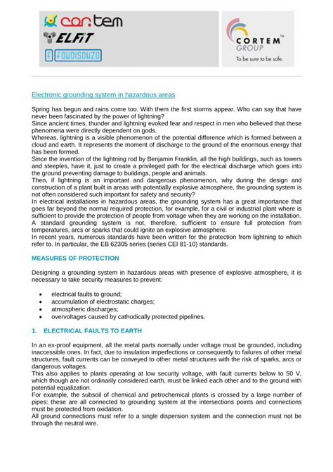 Pdf Electronic Grounding System In Hazardous Areas · Electronic