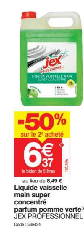 Promo Liquide Vaisselle Main Super Concentr Parfum Pomme Verte Jex