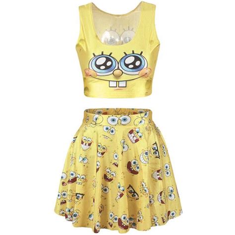 Pink Queen Yellow Cute Spongebob Printed Skirt Suit 36 Bam Liked On