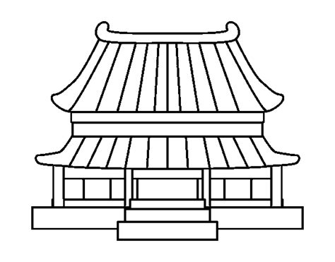 Traditional Chinese House Coloring Page