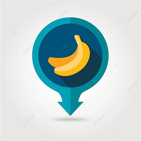 Banana Flat Pin Map Icon Tropical Fruit Pin Healthy Eat Vector Pin