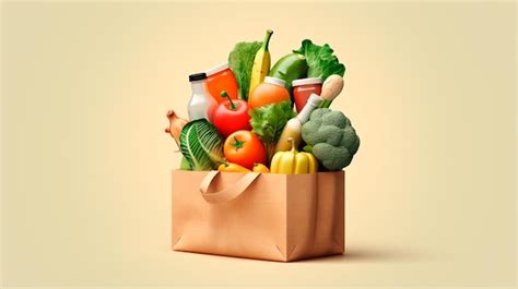 Una Bolsa De Supermercado Llena De Verduras Y Frutas Foto Premium