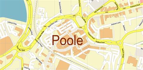 Poole + Bornemouth Area UK PDF Vector Map: City Plan High Detailed ...