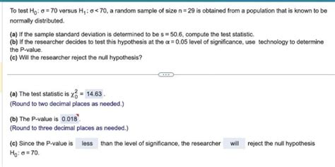 Solved To Test H Versus H