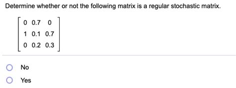 Solved Determine Whether Or Not The Following Matrix Is A