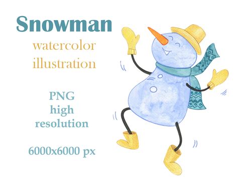 snowman watercolor illustration By OnCloudArtist | TheHungryJPEG