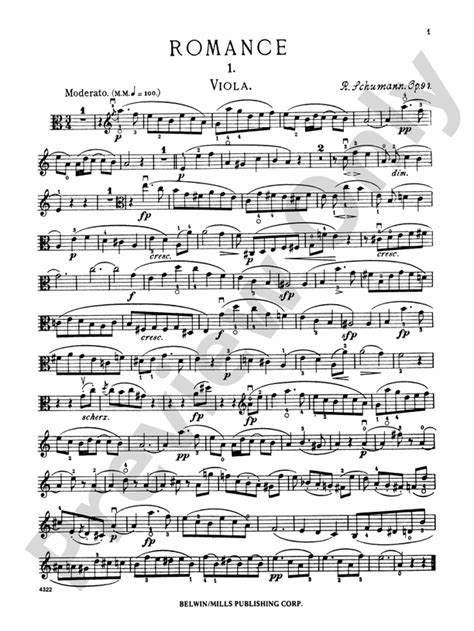 Schumann Three Romances Op Viola Book Robert Schumann Digital