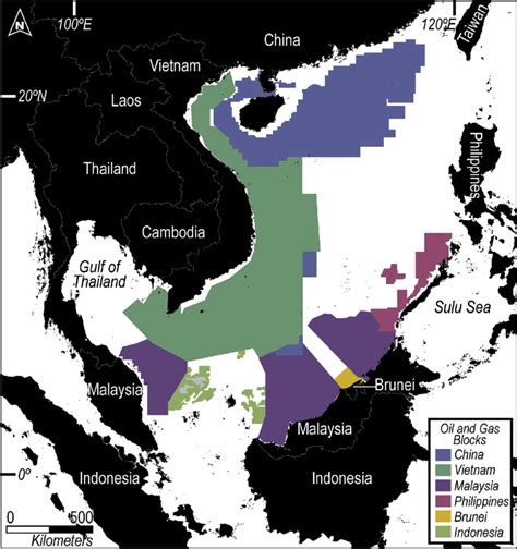 Map Showing The Distribution Of Gas And Oil Fields In The South China