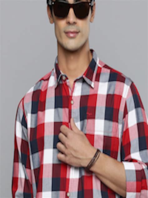 Buy Flying Machine Men Red Slim Fit Buffalo Checks Opaque Pure Cotton