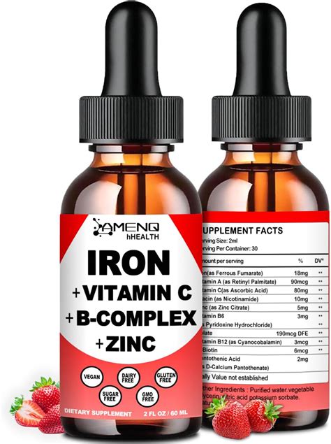 Amazon Liquid Iron Supplement W Vitamin C A B Complex Vegan