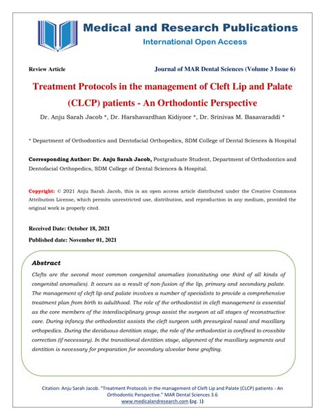 Pdf Treatment Protocols In The Management Of Cleft Lip And Palate Clcp Patients An