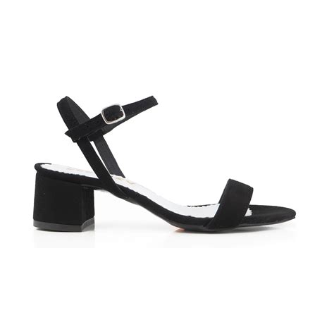 Sandale Cu Toc Patrat Din Piele Intoarsa Neagra