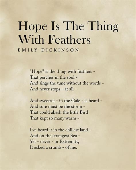 Hope Is The Thing With Feathers - Emily Dickinson Poem - Literature ...