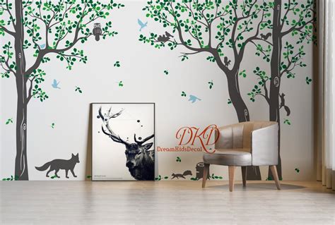 Tree Wall Decal Nursery Wall Decals-tree With Birds Fox Owls - Etsy