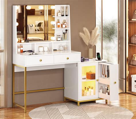 Aogllati Makeup Vanity With Mirror And Lights Vanity Desk With Drawer