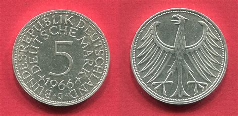 Deutschland BRD 5 Mark Kursmünze 1966 J Silberadler unc MA Shops