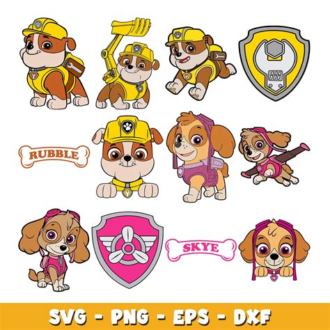 Rubble And Skye Svg Paw Patrol Bundle Svg Cartoon Svg Dreamsvg Store