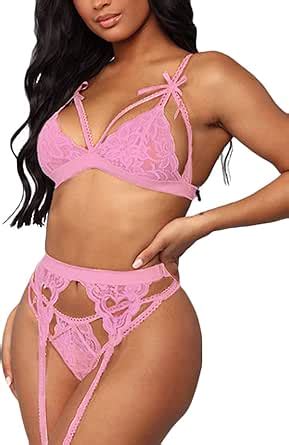 Amazon Kaei Shi Sexy Lingerie For Women Lace Lingerie Set With Garter Belt Heart Bondage