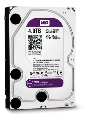 Disco duro interno Western Digital WD Purple WD40PURX 4TB púrpura