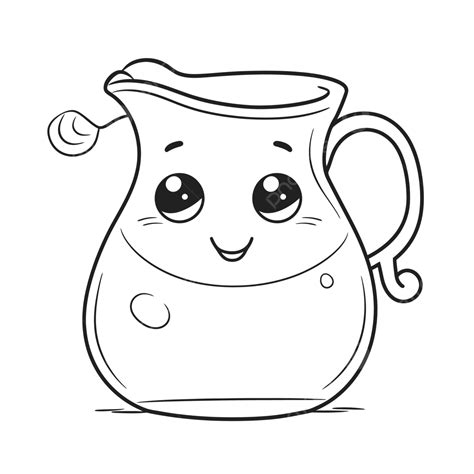 Cartoon Jug With A Round Lid And Eyes Coloring Page For Kids Outline