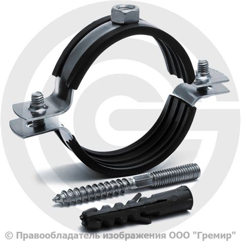 Хомут крепежный оцинкованный Ду-50 (Дн 60-64) (2") М8 с резиновой ...