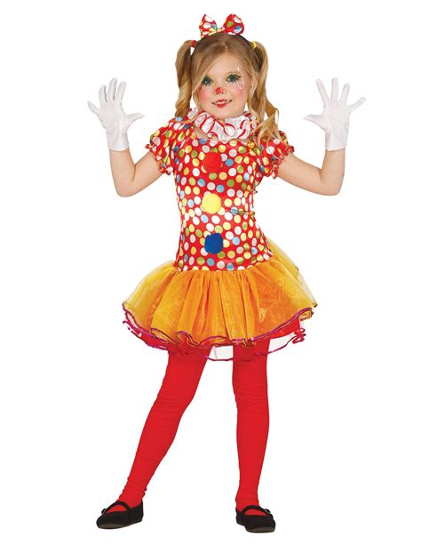 Costume Da Clown A Pois Colorati Per Bambina Vegaoo