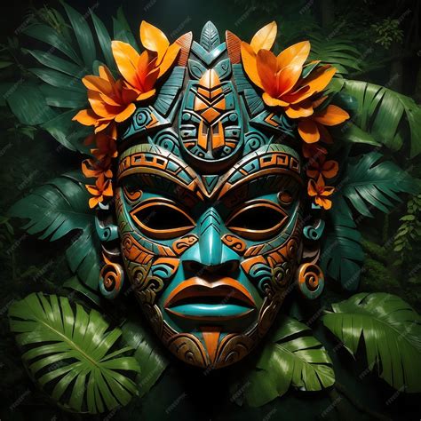 Premium Ai Image Tropical Tiki Mask Mystical Symbol Of The Enigmatic
