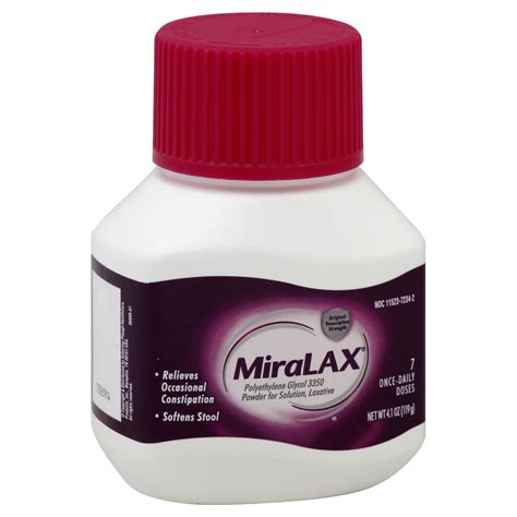 Miralax Laxative Polyethylene Glycol 3350 Powder For Solution 4 1 Oz