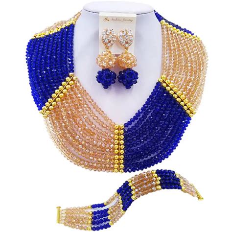 Aczuv Royal Blue Gold Nigerian Traditional Wedding African Beads